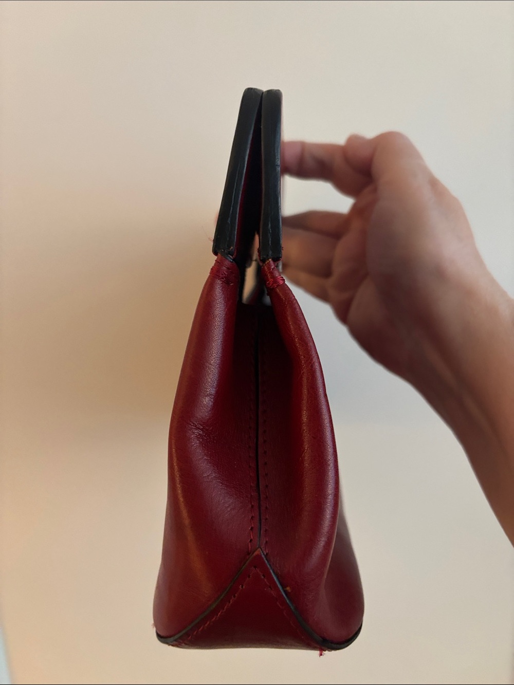 WILSONS LEATHER Pelle Series Red Leather Top-Handle Mini Bag Magnet Closure - Picture 3 of 9